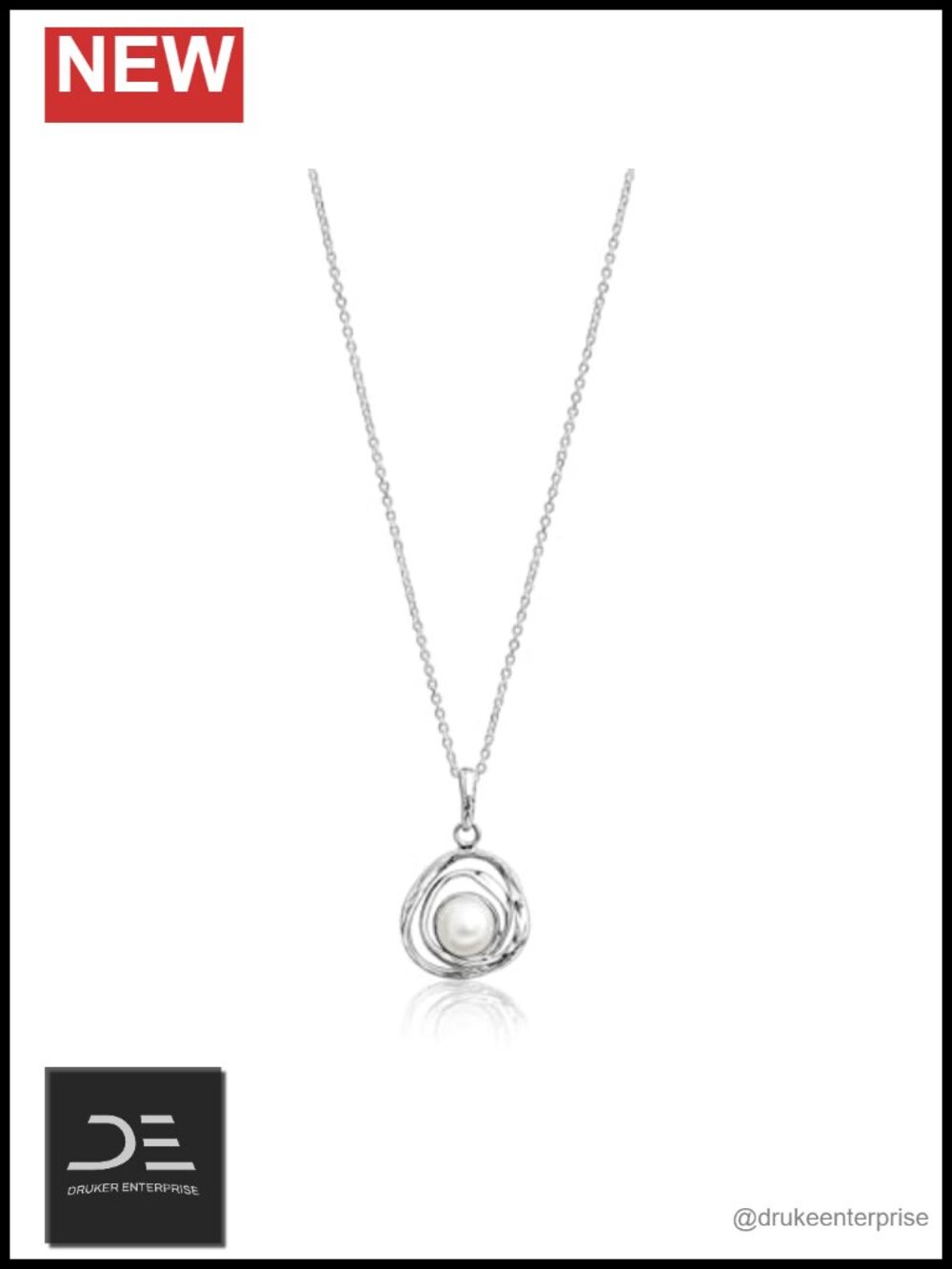 Sterling Silver Pearl Necklace Wrap Vintage Pendant 18 Inch